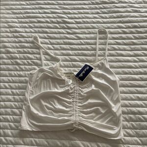 Caution To The Wind White Ruched Crop Top